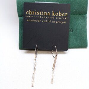 Christina Kober Diamond Dusted Hoop Drop Earrings $78 New